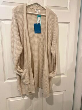 Market & Spruce Birdie Cream open Cardigan Waffle Knit Sweater. NWT Stitch Fix.
